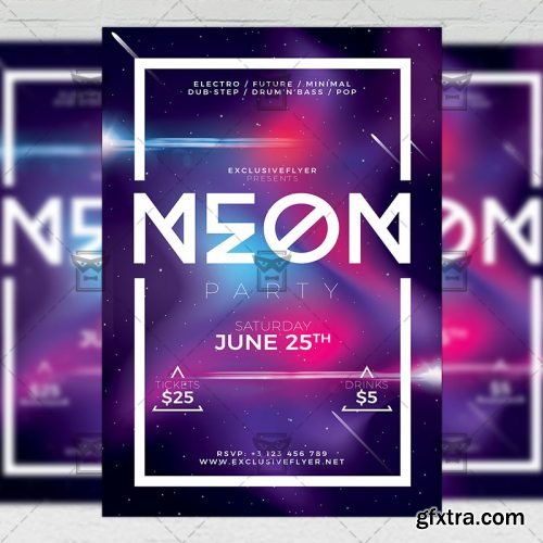 Neon Party Flyer – Club A5 Template Neon Party Flyer – Club A5 Template