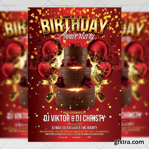 Birthday Anniversary Flyer – Club A5 Template