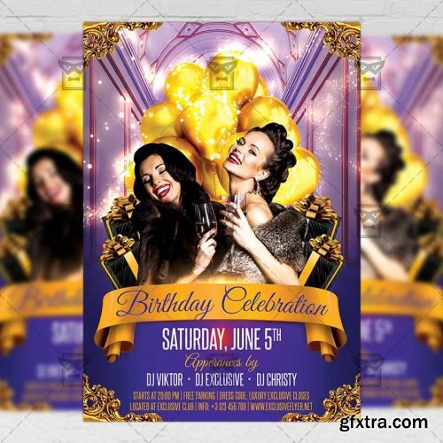 Birthday Celebration – Club A5 Flyer Template