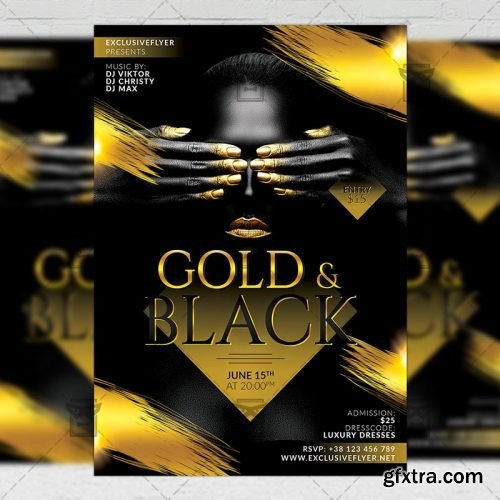 Gold and Black Party – Club A5 Flyer Template Gold and Black Party – Club A5 Flyer Template