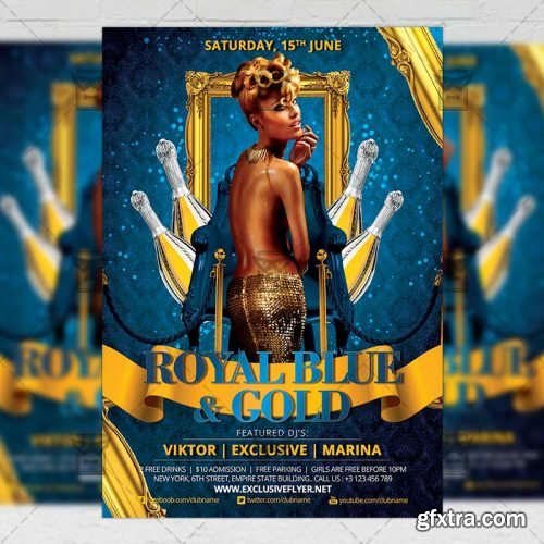 Royal Blue and Gold Party – Club A5 Flyer Template Royal Blue and Gold Party – Club A5 Flyer Template