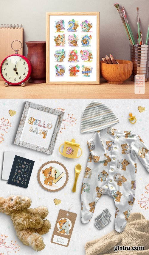 CM - Kid's alphabet with cartoon bear 2100596