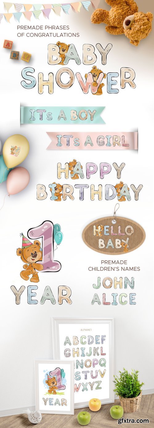 CM - Kid's alphabet with cartoon bear 2100596