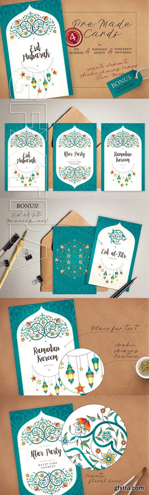 CreativeMarket - 7 Set Of Ramadan Pre-Made Cards 2568584