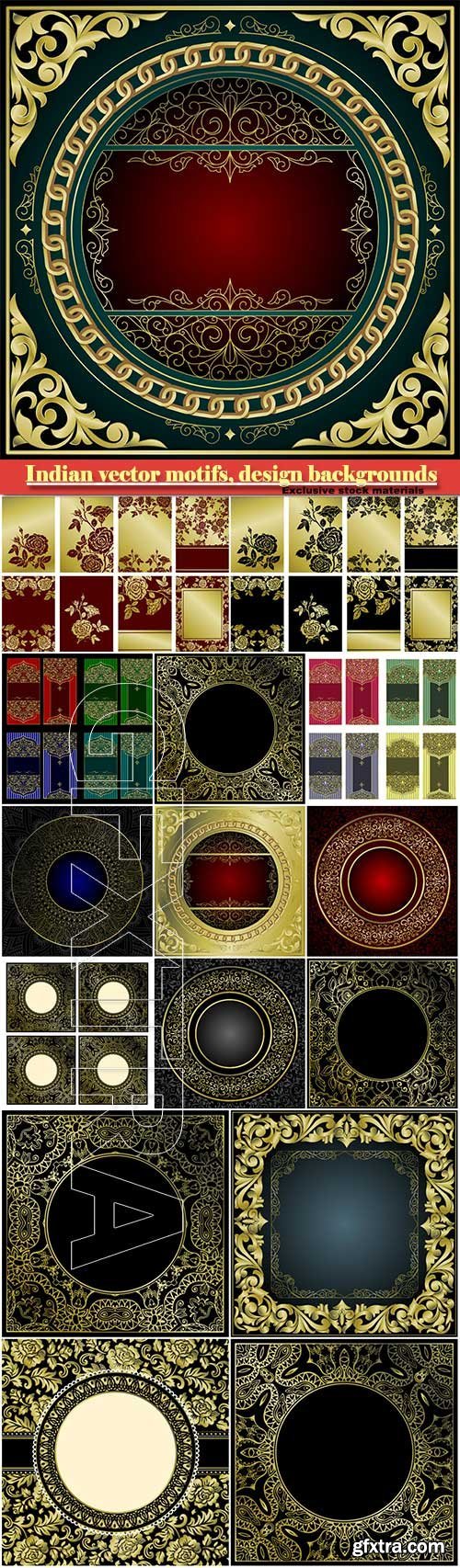 Indian Vector Motifs, Decorative Design Backgrounds 16xEPS Indian Vector Motifs, Decorative Design Backgrounds 16xEPS