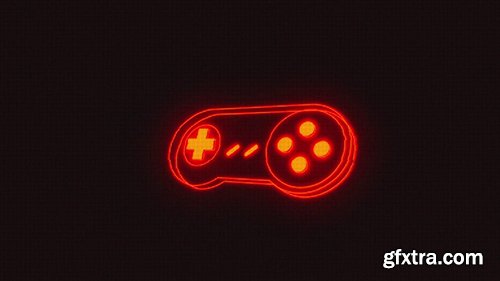 Retro Gamepad Neon Logo 87775 Retro Gamepad Neon Logo 87775