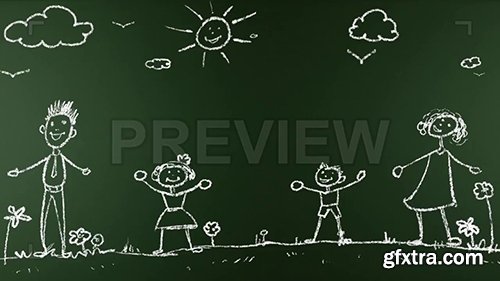 Animated Chalk Board Family 86744