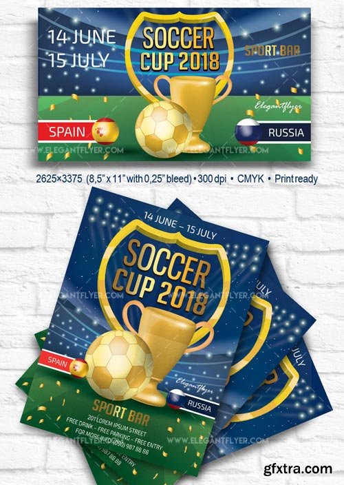 Soccer Cup V7 2018 Flyer PSD Template