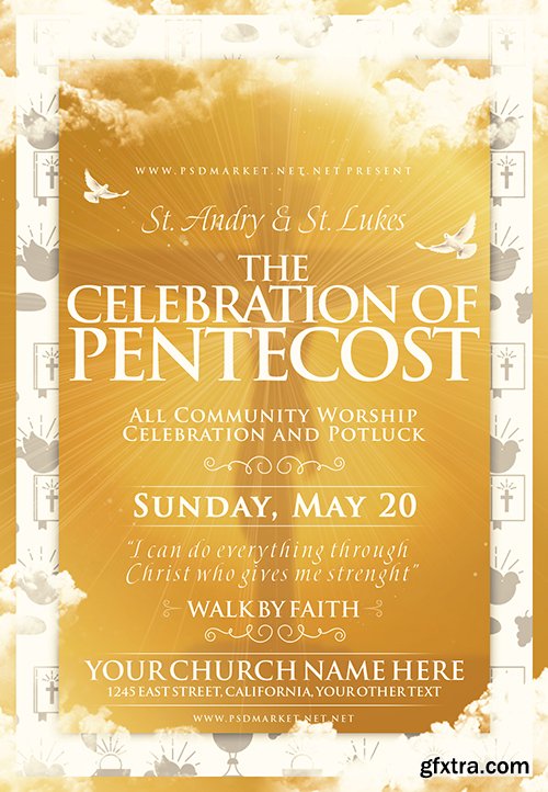 The Celebration of Pentecost Flyer PSD