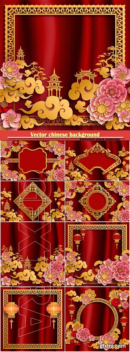 Vector chinese background with decorative floral pattern