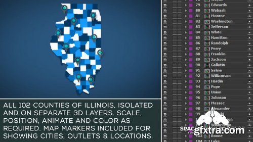 Videohive Illinois Map Kit 18384152