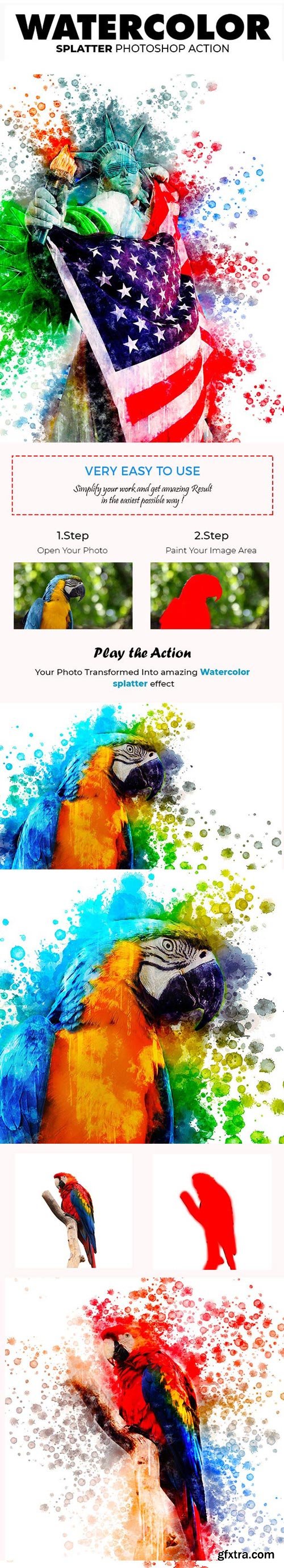 GraphicRiver - Watercolor Splatter Photoshop Action - 21653132