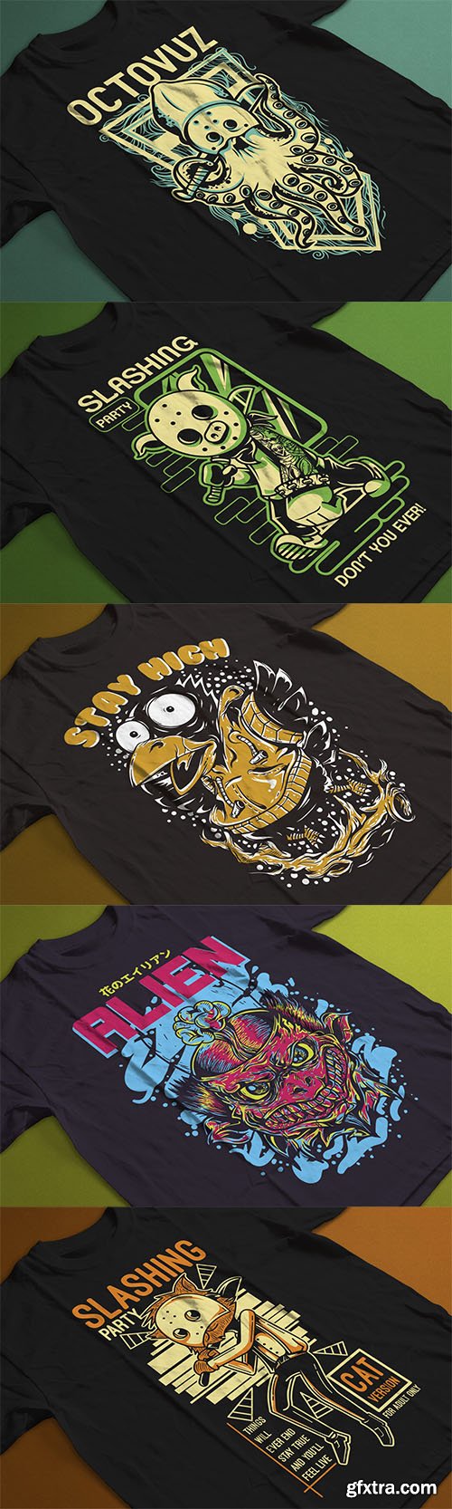 5 T-Shirt Vector Templates Set