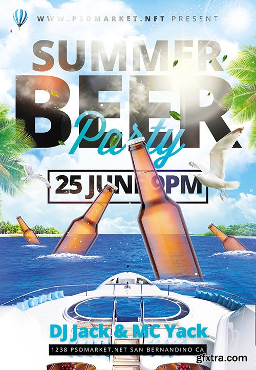 Summer Beer Party Flyer – PSD Template