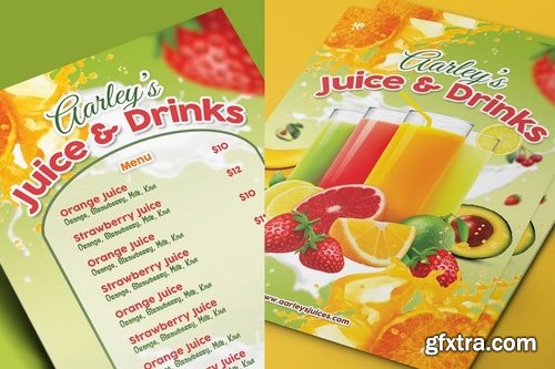 Fruit Juice-Italian Cafe-Ice Cream Menu and Modern Menu Flyers