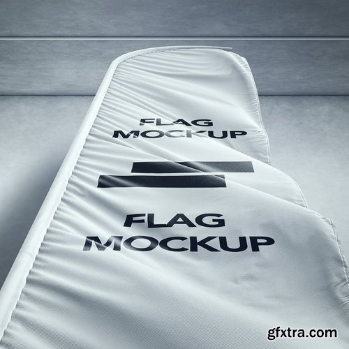 3D Flags Feather  Bow  Sail Flag Mockup 2