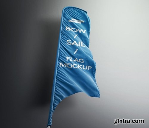 3D Flags Feather  Bow  Sail Flag Mockup 2
