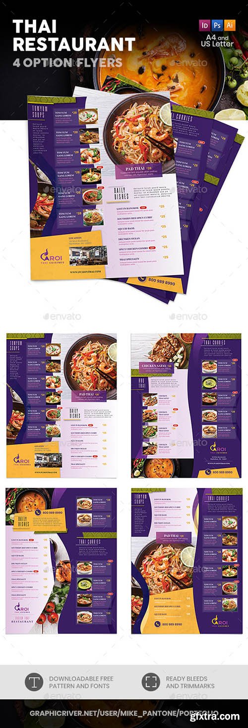 Thai Restaurant Menu Flyers 5 – 4 Options 22218442