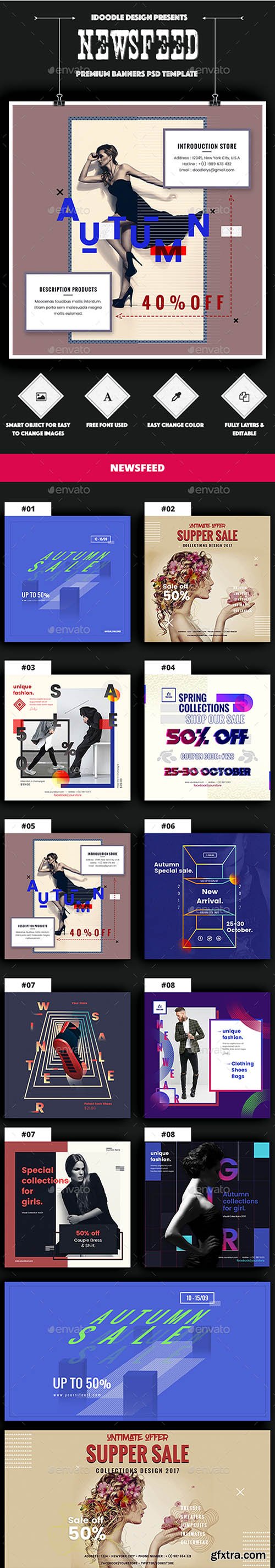 Visual Challenge NewsFeed Facebook Ad - 20 PSD [02 Size Each] 19190155