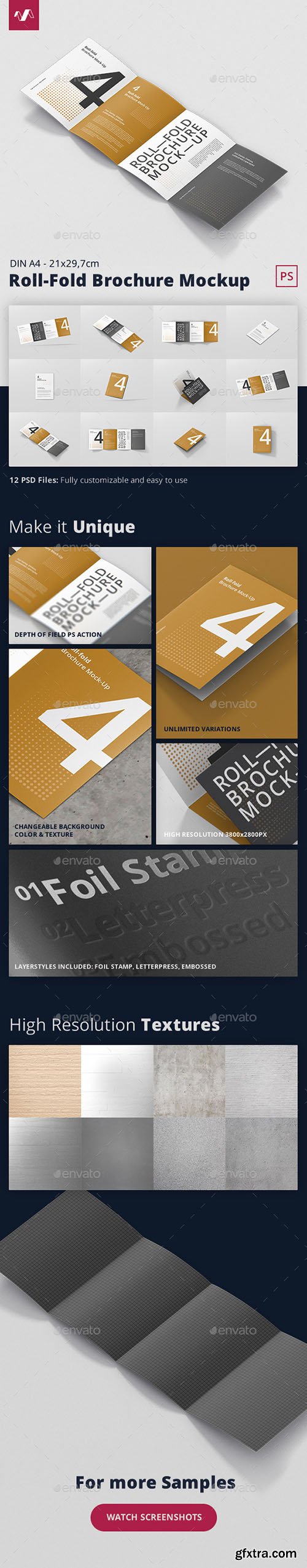 Roll-Fold Brochure Mockup - Din A4 A5 A6 22260474 Roll-Fold Brochure Mockup - Din A4 A5 A6 22260474