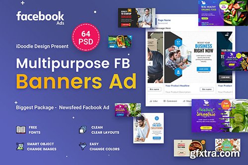 Multipurpose Facebook Banner Ads - 64 PSD