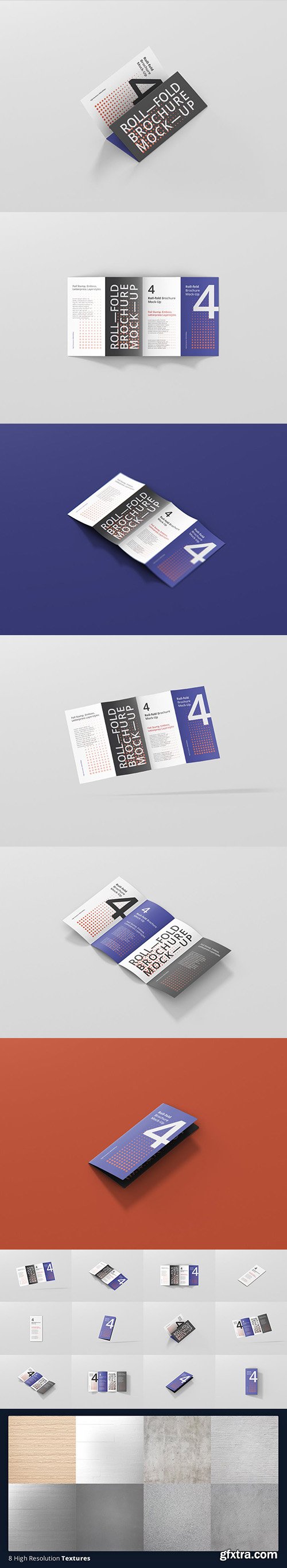 Roll-Fold Brochure Mockup - DL DIN Lang Roll-Fold Brochure Mockup - DL DIN Lang