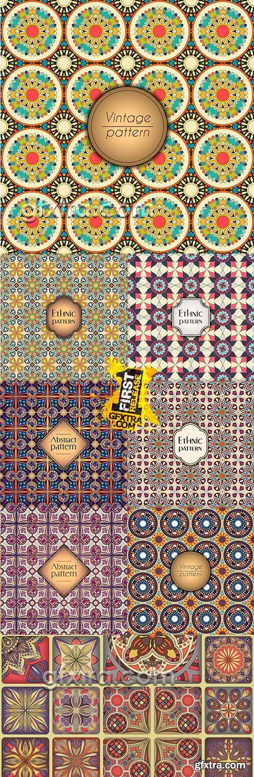 Geometrical vintage decorative seamless pattern collection