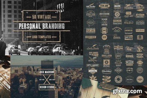 50 Vintage Personal Logo Branding