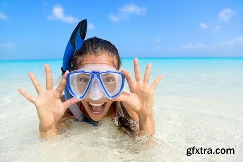 Woman on Holiday Vacation Sea Beach 25xJPG