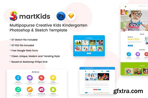 Creative Kids Kindergarten PSD & Sketch Template Creative Kids Kindergarten PSD & Sketch Template