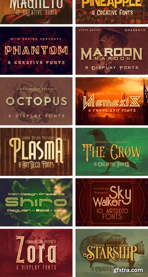 Grunge &amp; Vintage Fonts Giga Bundle 2