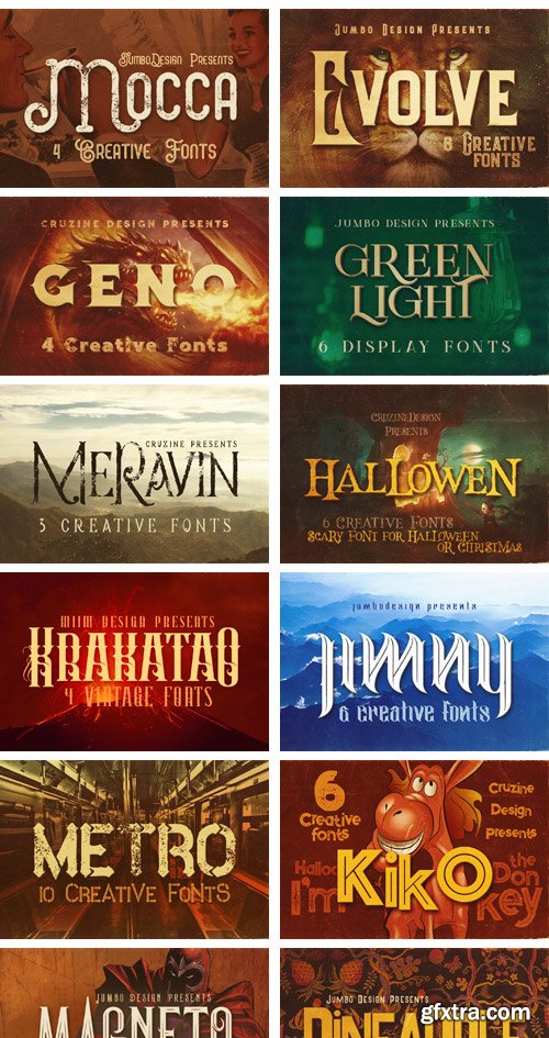 Grunge &amp; Vintage Fonts Giga Bundle 2