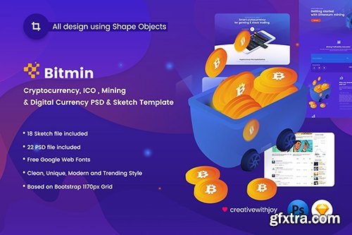 BITMIN - ICO, Mining PSD & Sketch Template BITMIN - ICO, Mining PSD & Sketch Template