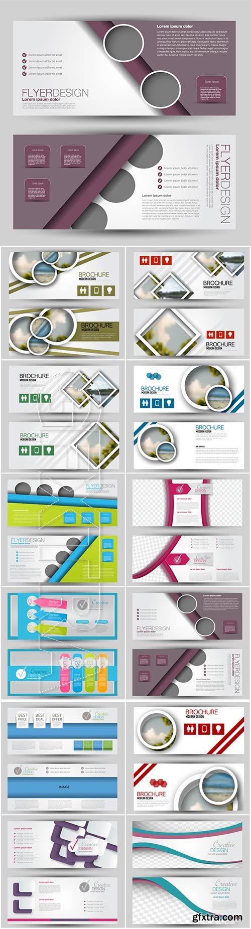 Set of banners for web and advertisement print out, vector horizontal flyer handout design # 3