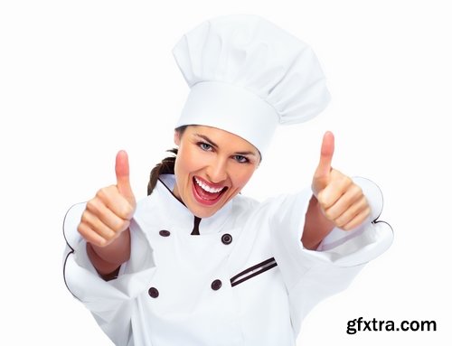 Woman Chef Cooking Food in Kitchen 25xJPG
