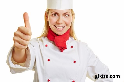 Woman Chef Cooking Food in Kitchen 25xJPG