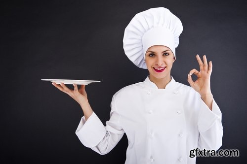 Woman Chef Cooking Food in Kitchen 25xJPG