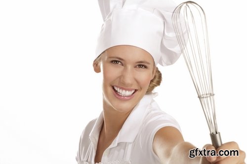 Woman Chef Cooking Food in Kitchen 25xJPG