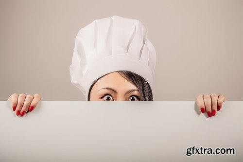 Woman Chef Cooking Food in Kitchen 25xJPG