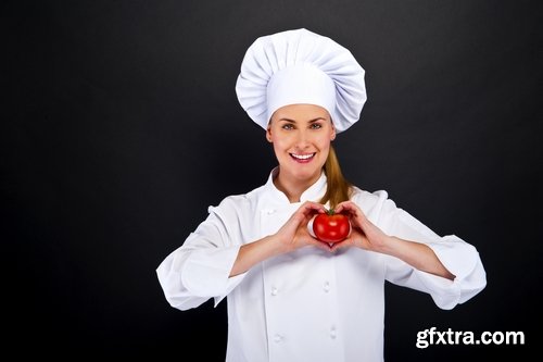 Woman Chef Cooking Food in Kitchen 25xJPG