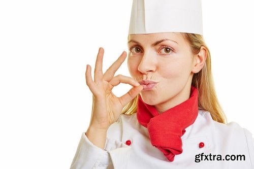 Woman Chef Cooking Food in Kitchen 25xJPG