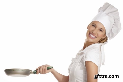 Woman Chef Cooking Food in Kitchen 25xJPG