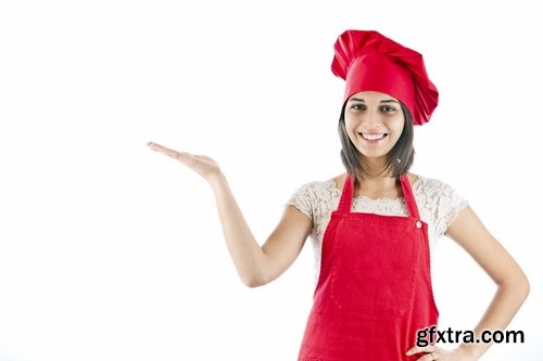 Woman Chef Cooking Food in Kitchen 25xJPG