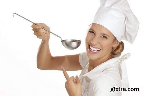 Woman Chef Cooking Food in Kitchen 25xJPG