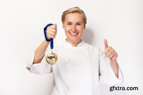Woman Chef Cooking Food in Kitchen 25xJPG