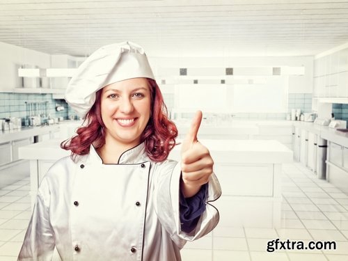 Woman Chef Cooking Food in Kitchen 25xJPG