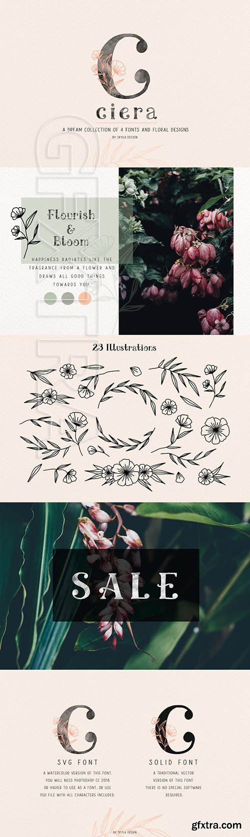 CreativeMarket - Ciera watercolor svg font & florals 2709696