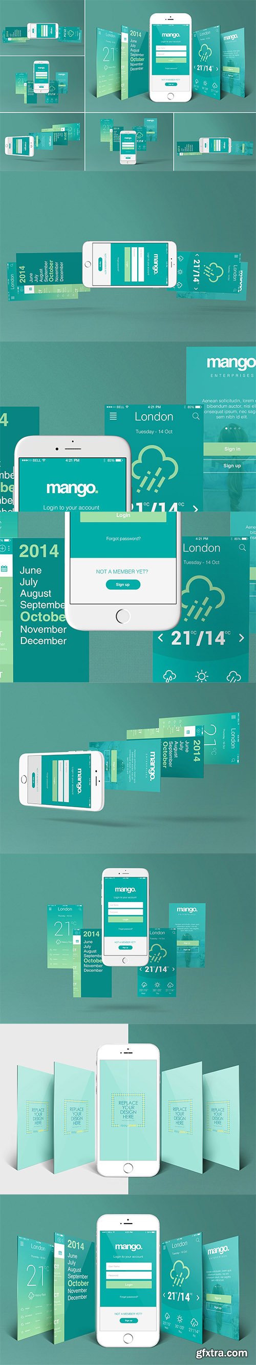 6 iPhone Perspective App Screen Mockups 6 iPhone Perspective App Screen Mockups