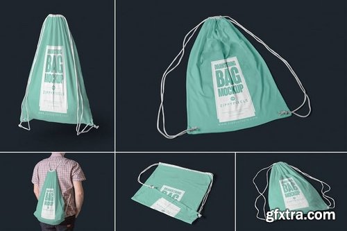 5 Drawstring Bag Mockups