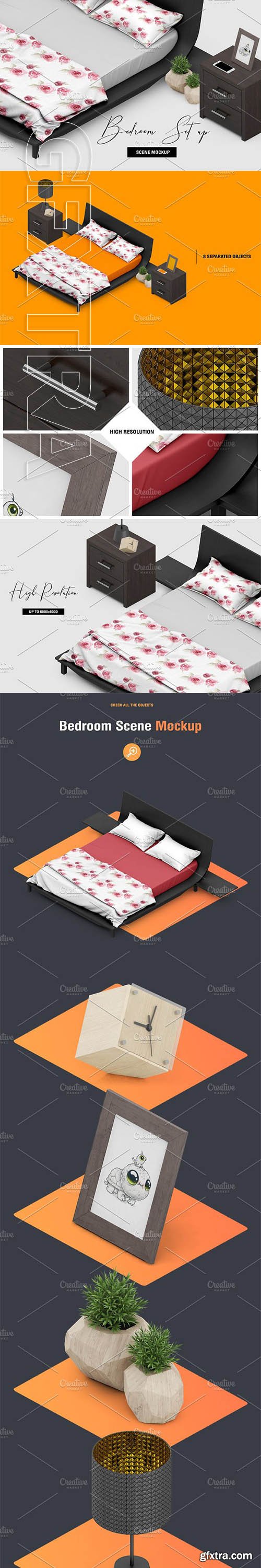 CreativeMarket - Bedroom Scene Set up Mock-up 2295119